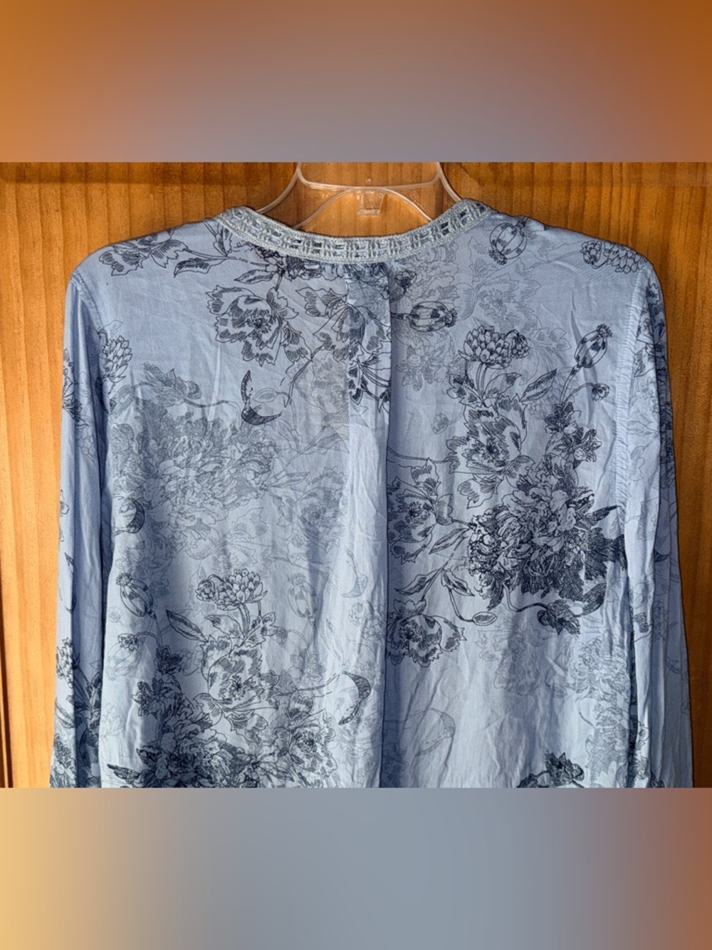 Vintage America Light Blue Floral V-Neck Tunic - Picture 7 of 11